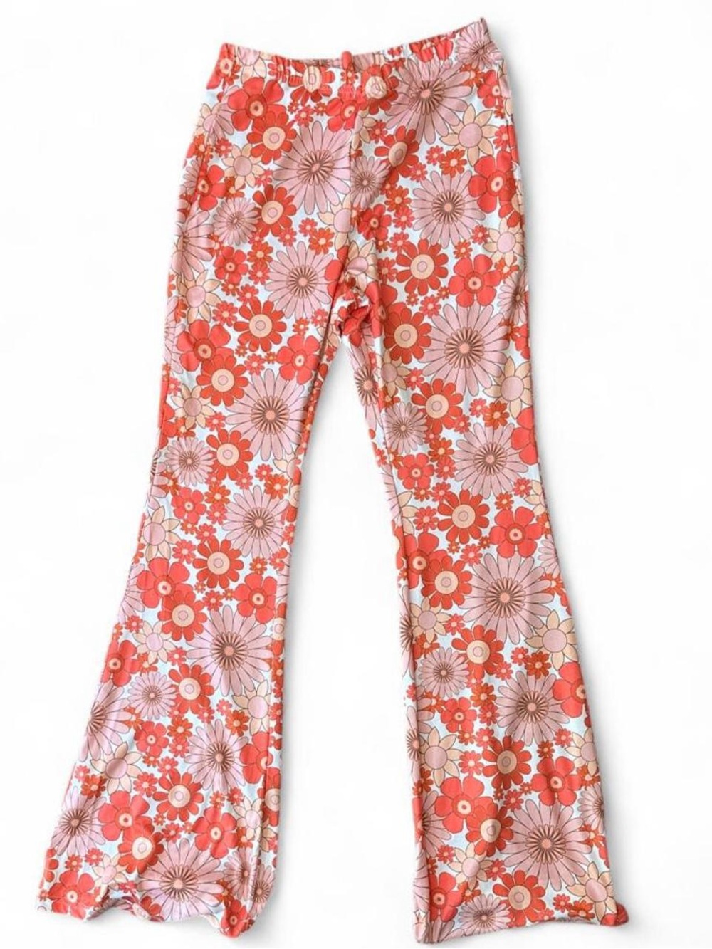 Wide Leg Floral Print Pants - Coral & Pink
